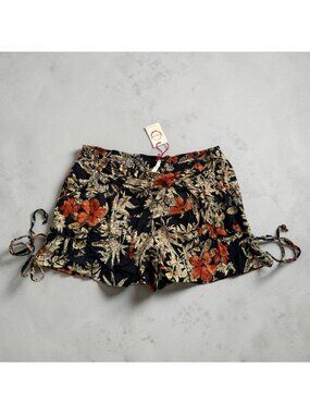 RAGA Floral Side Tie Casual Shorts Size Large NEW NWT